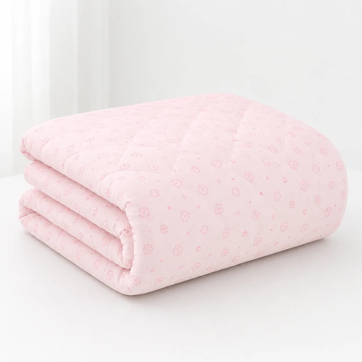 Pink cotton knit summer quilt